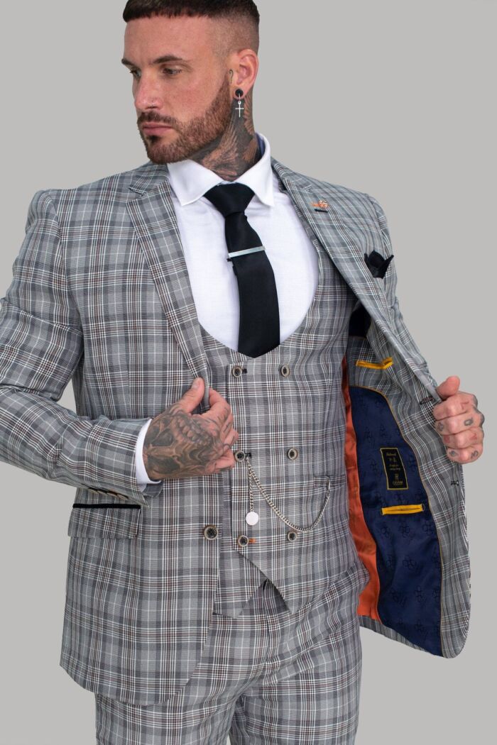 Callie Grey Check Skinny Three Piece Suit - Image 2