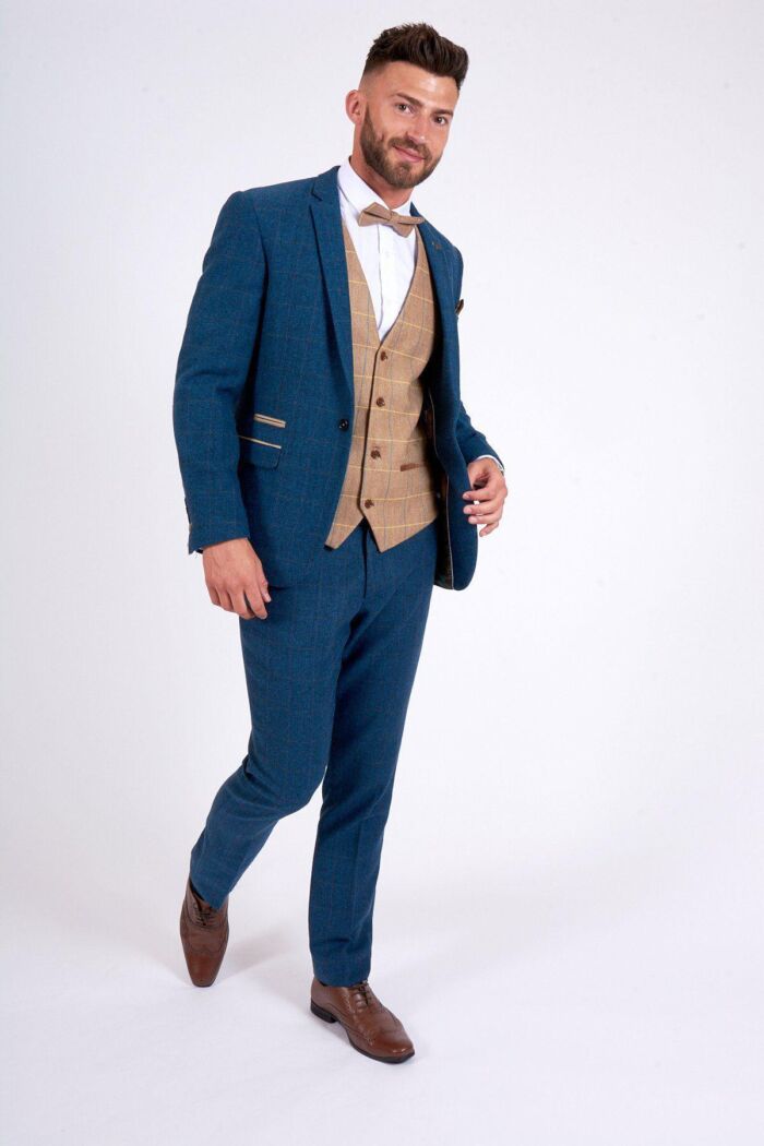 Marc Darcy - Dion Blue Tweed Check Suit